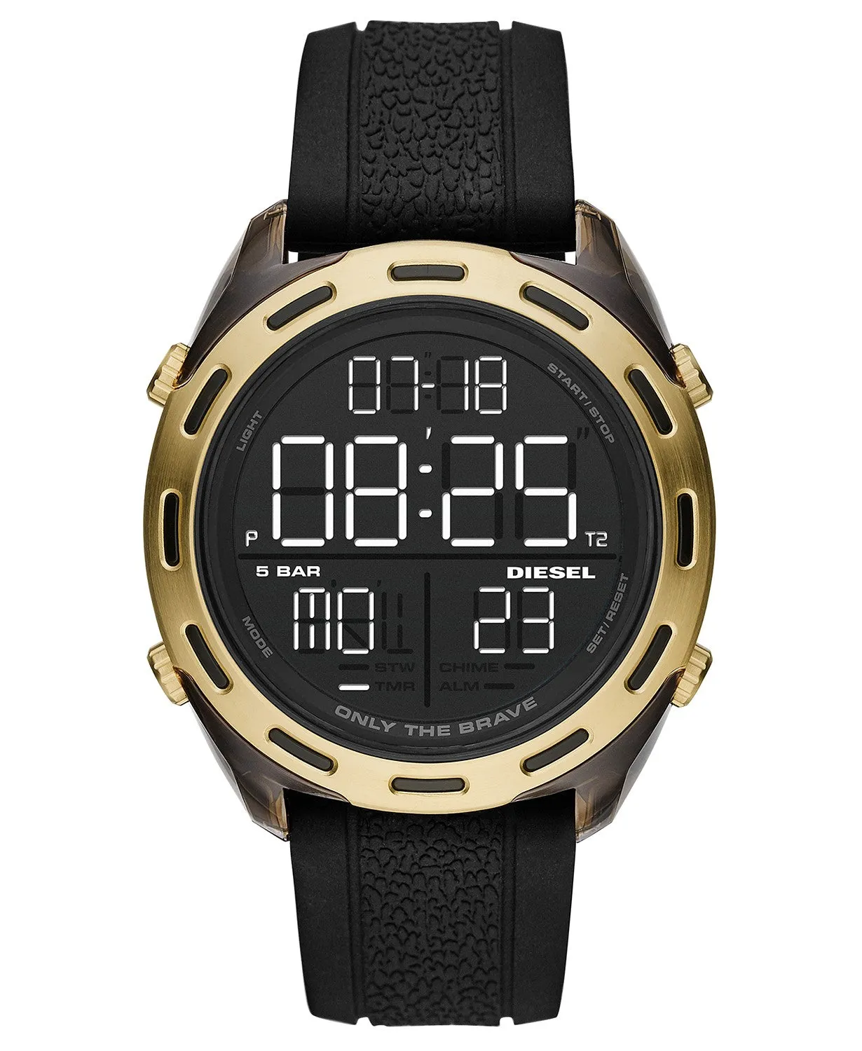 Diesel DZ1901 Digital Crusher Black Silicone Strap Watch 46mm Men Watches Lexor Miami