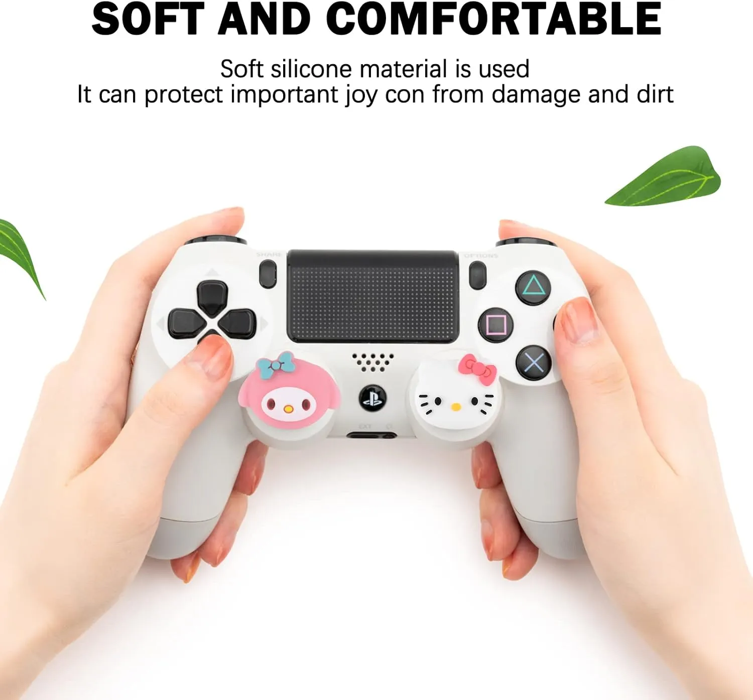 DLseego Dogs & Rabbit & Cat 4PCS Thumb Grips Caps for Xbox One PS5 PlayStation4 DualSense Switch Pro Wireless Controller Steam Deck, Soft Silicone Anti-Slip Button Cap Japanese Cartoon Joystick Cover