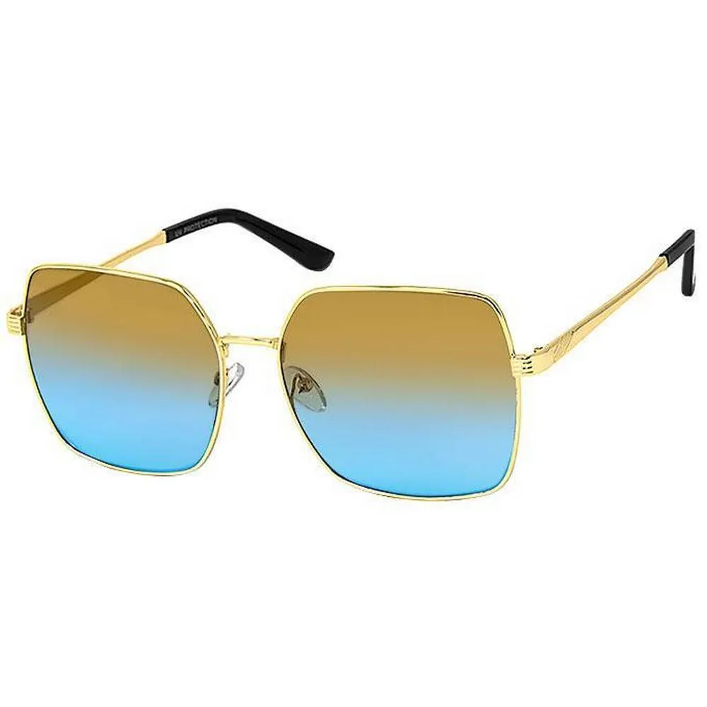 Fashion Metal Sunglasses with Shiny Gold Frames- Assorted