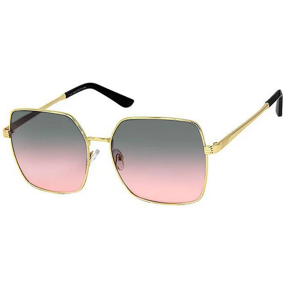 Fashion Metal Sunglasses with Shiny Gold Frames- Assorted