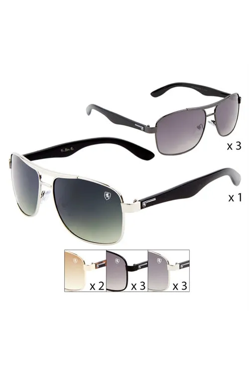 FF-8KN-2004-SQUARED AVIATORS WHOLESALE SUNGLASSES-12PCS