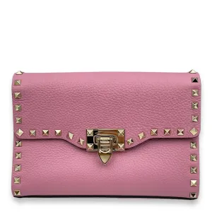 Flip Lock 23x16x4.5cm Pink Crossbody Bag in Calfskin, Gold hardware