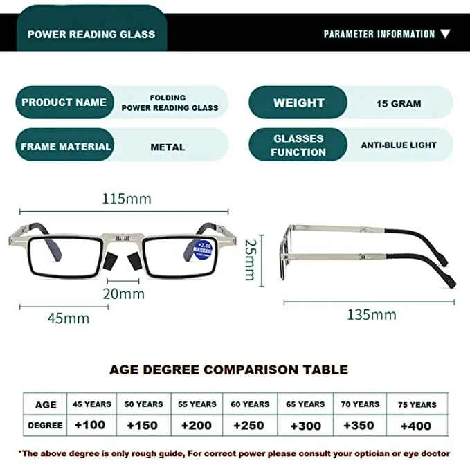 Foldable Reading Glasses for Men Women Compact and Portable