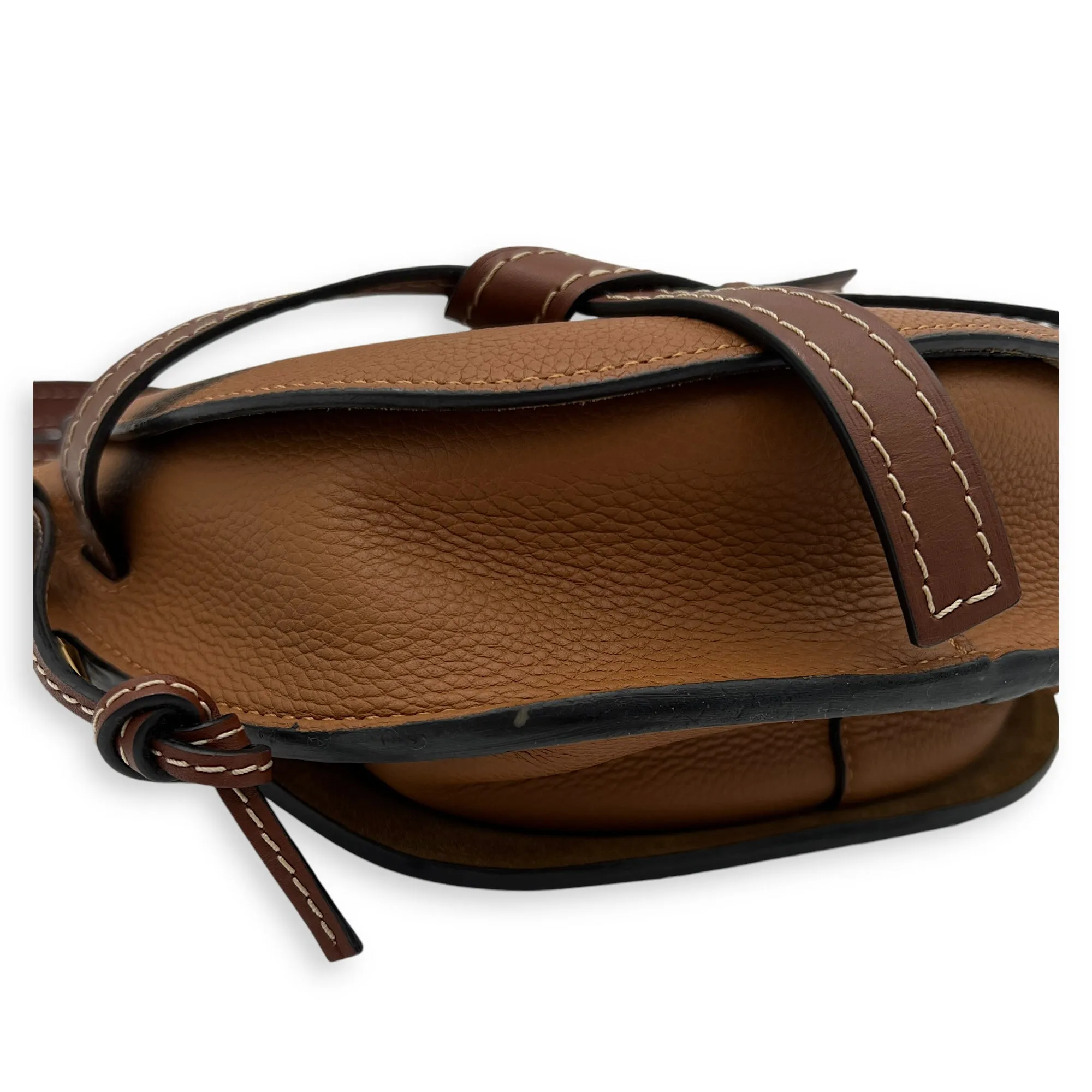 Gate Medium Brown Crossbody Bag in Calfskin, Gold hardware