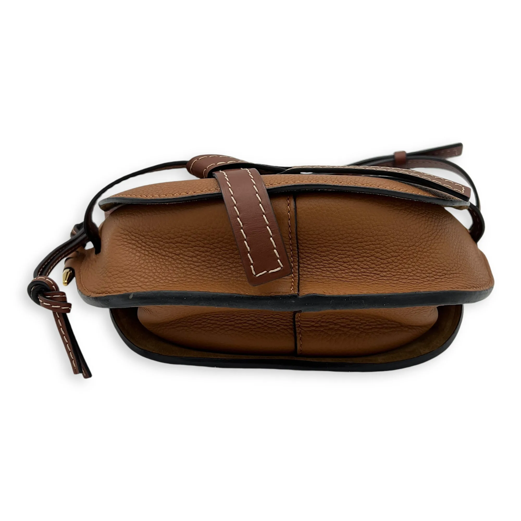 Gate Medium Brown Crossbody Bag in Calfskin, Gold hardware