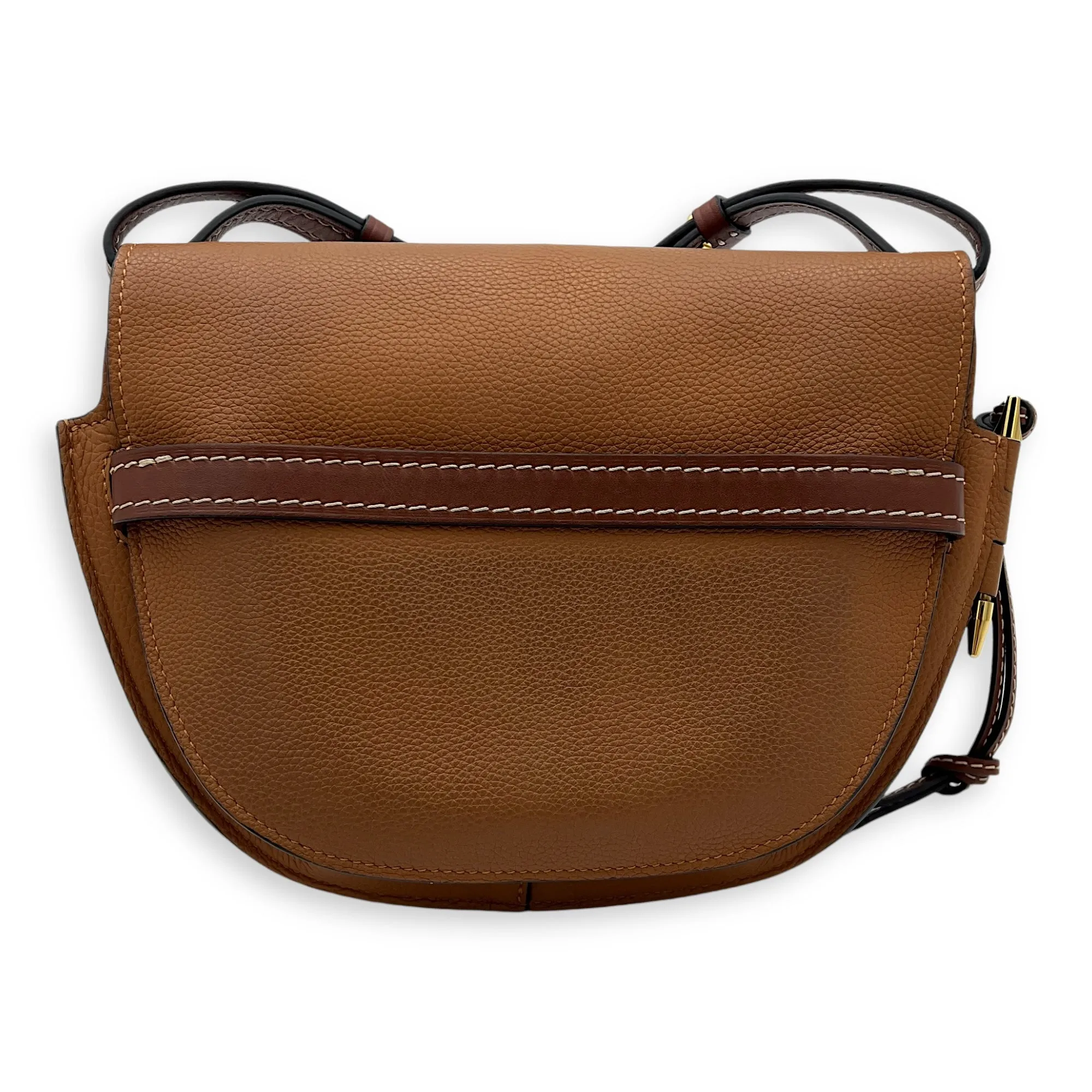 Gate Medium Brown Crossbody Bag in Calfskin, Gold hardware