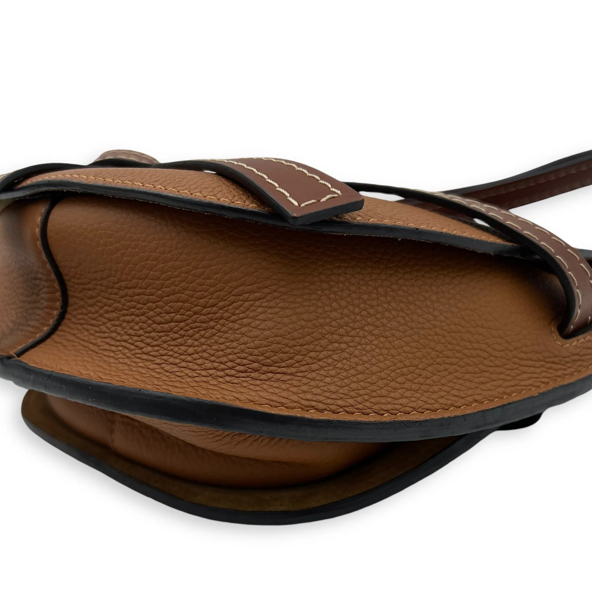 Gate Medium Brown Crossbody Bag in Calfskin, Gold hardware
