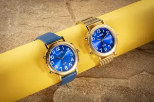 Gold & Blue Analog Talking Watches