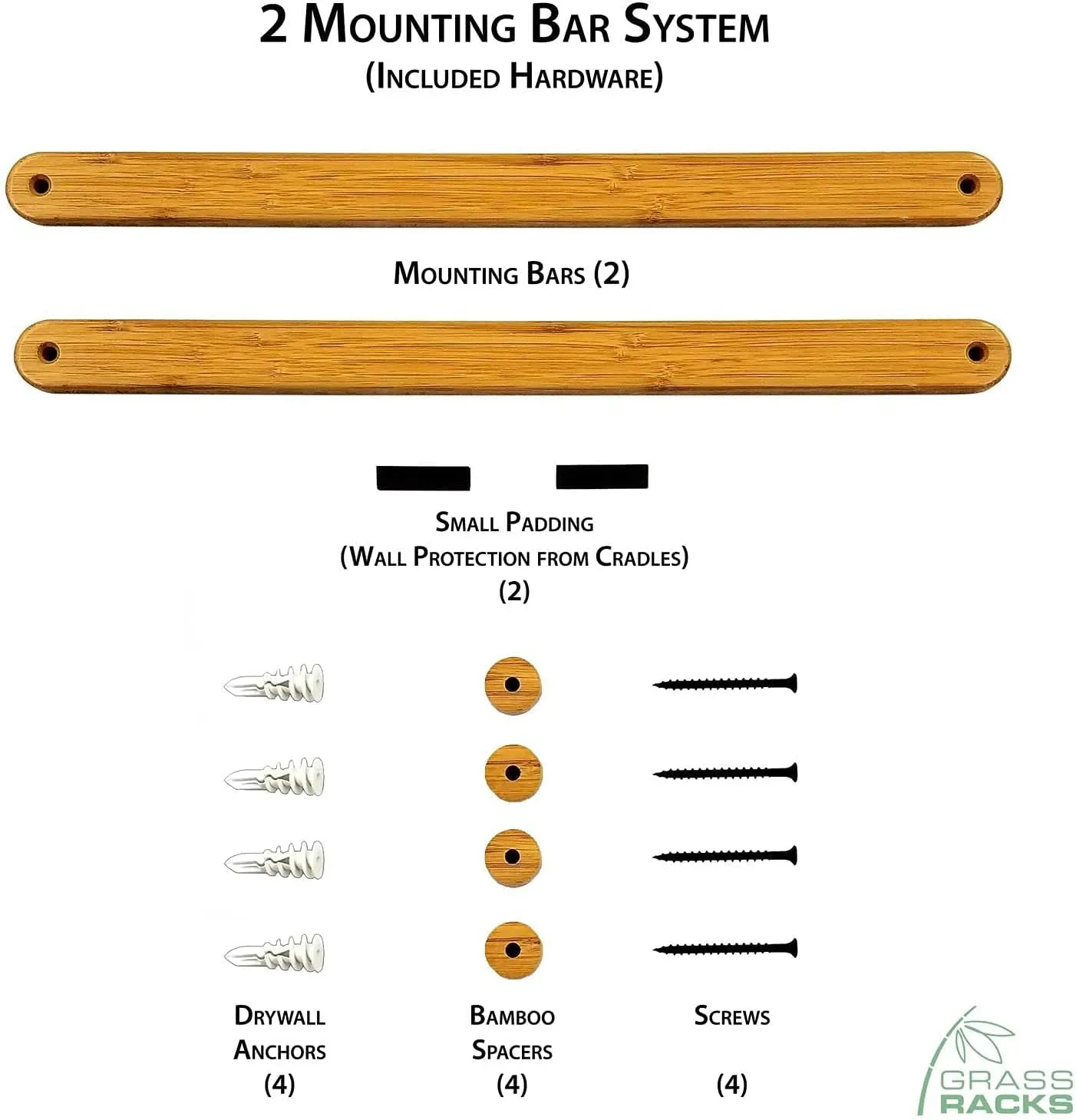 Grassracks Birch Wood Ski Rack - The Hallsteiner Series Indoor Horizontal Ski Wall Rack(1 or 2 Pairs of Skis, Birch)