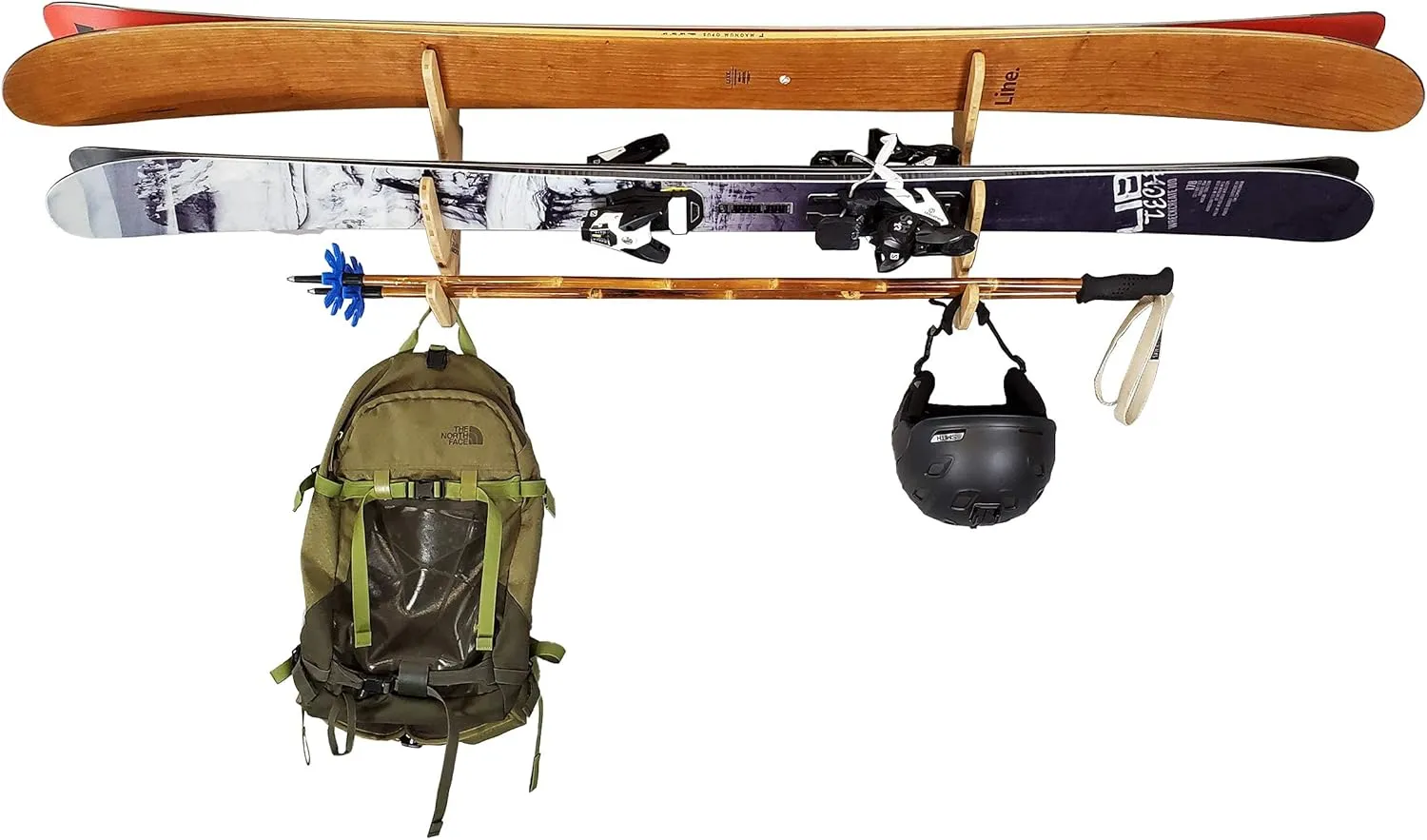 Grassracks Birch Wood Ski Rack - The Hallsteiner Series Indoor Horizontal Ski Wall Rack(1 or 2 Pairs of Skis, Birch)