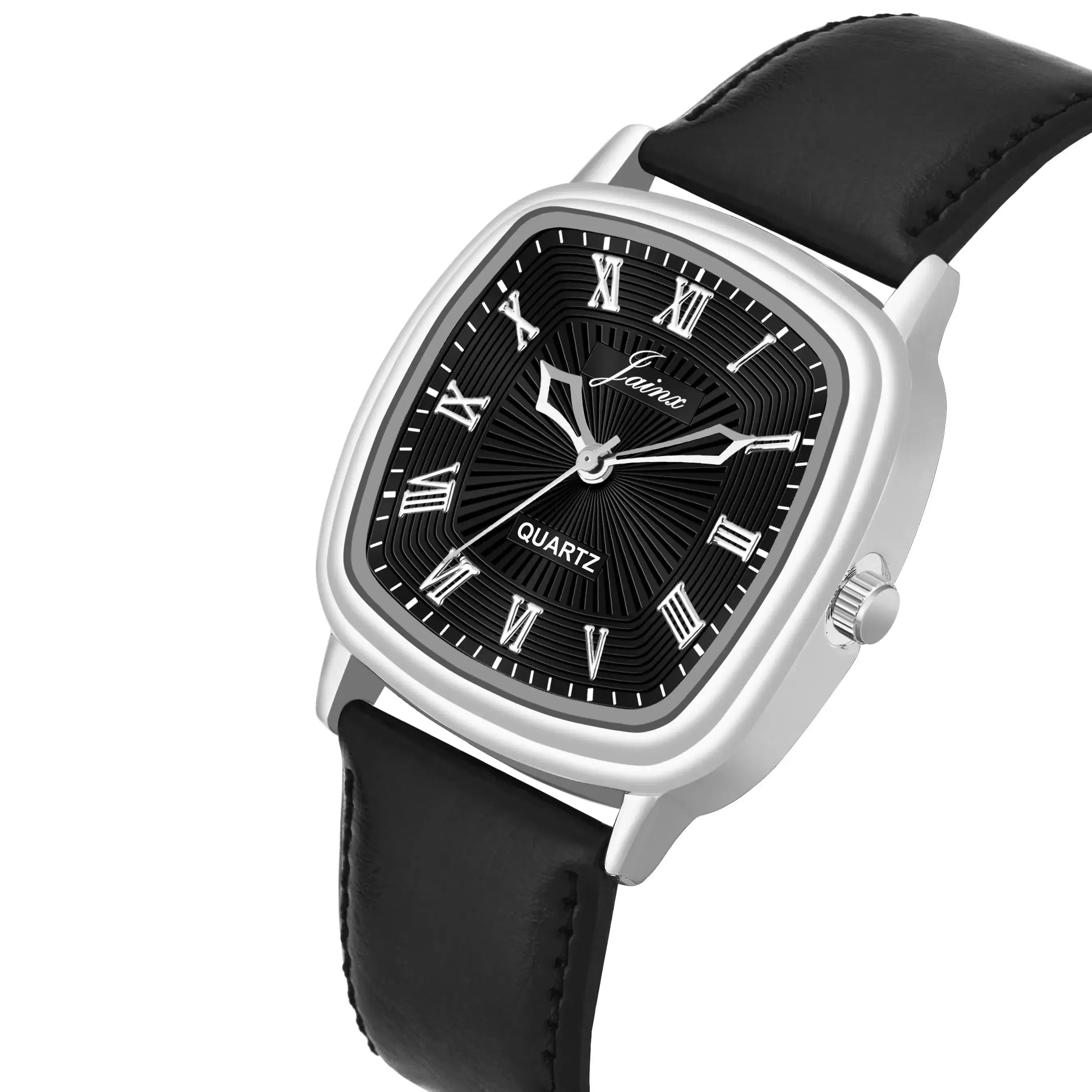 Jainx Black Dial Black Leather Strap Watch For Men - JM7160