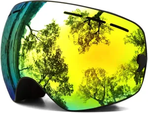 Juli Kids Ski Goggles,Interchangeable Double Layer Spherical Lens,OTG Anti-Fog Snowboard Skate Snow Goggles Age 4-16 4300