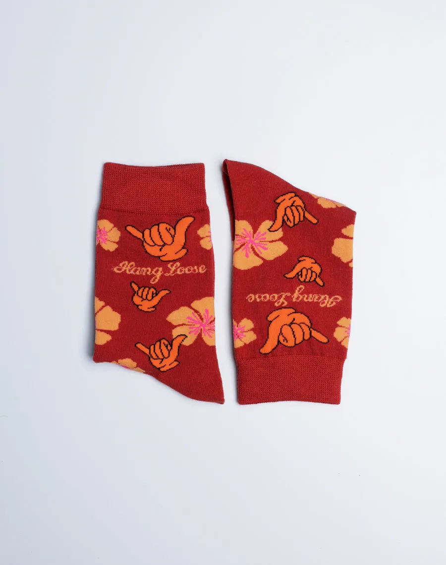 Kids Shaka Floral Hang Loose Crew Socks