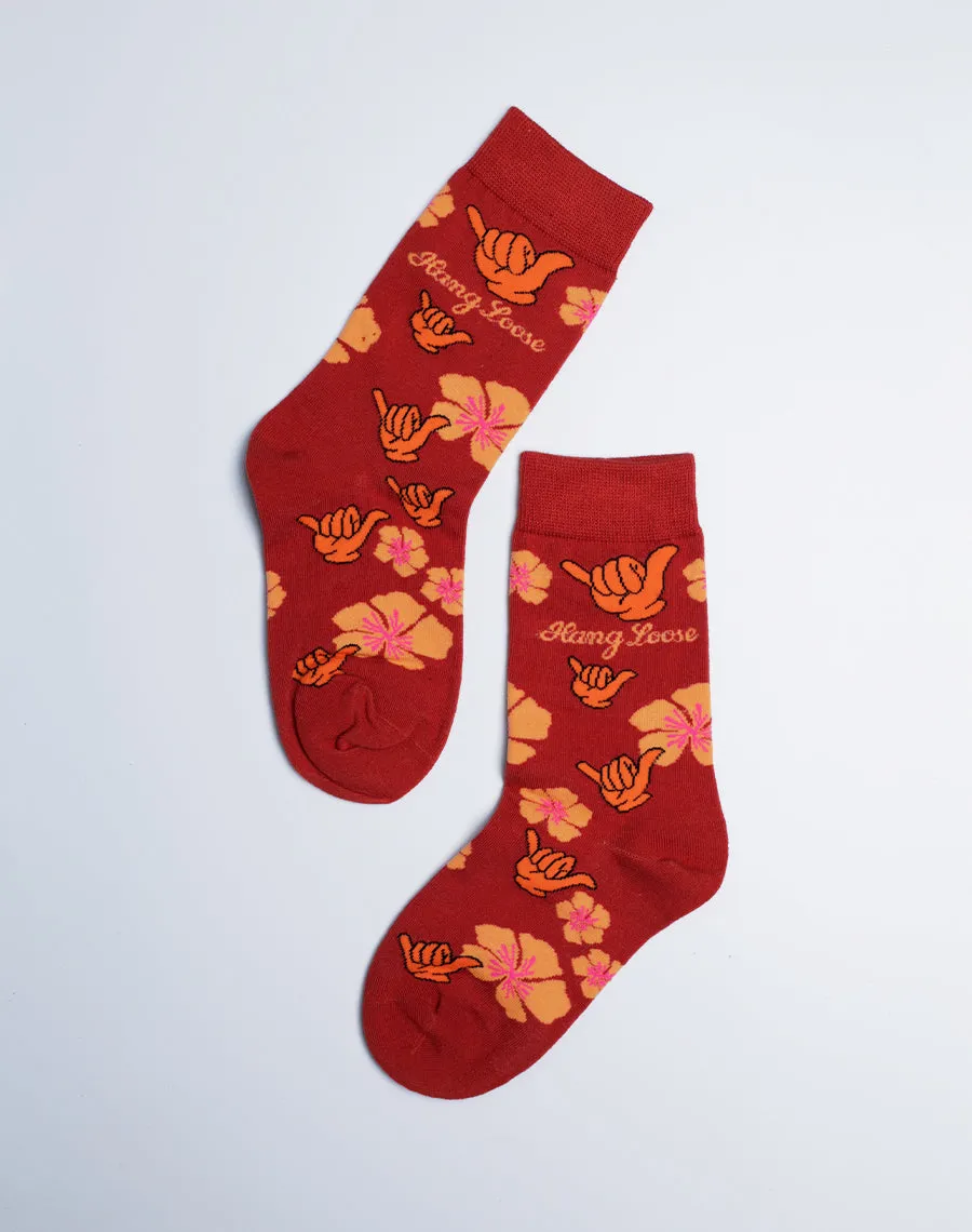 Kids Shaka Floral Hang Loose Crew Socks