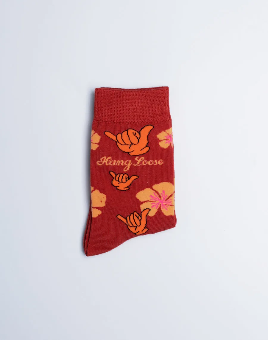 Kids Shaka Floral Hang Loose Crew Socks