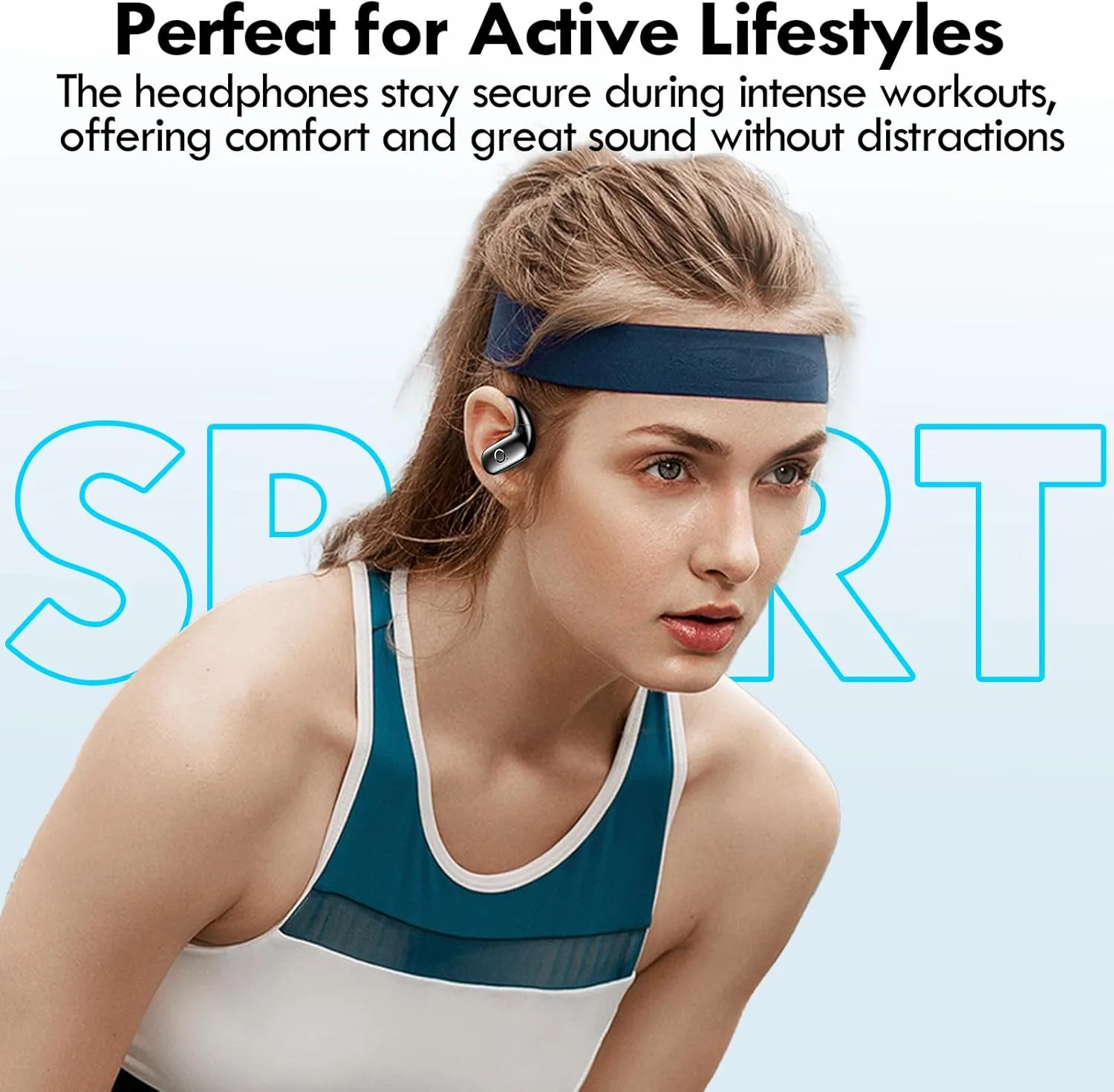 kurdene Wireless Earbuds Bluetooth Headphones Sport,Over Ear Buds with Deep Bass Sound,60Hrs Playtime Earphones Redesigned Comfort Fit with Earhooks for Running,Meeting,Workout-Black