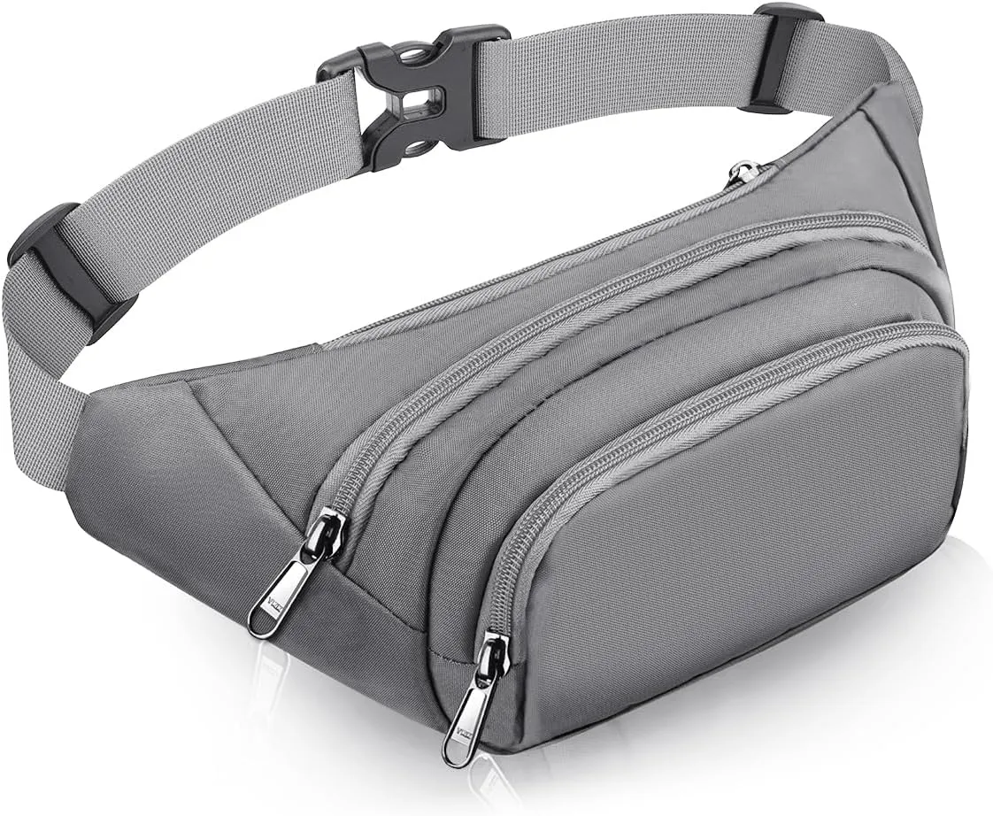 Large Fanny Pack for Women Men - Syican Waist bag with 3-Zipper Pockets, Gifts for Enjoy Sports Traveling Workout Casual Hands-Free crossbody bags Fits MAX 7.9'' iPad & 6.6'' Phone