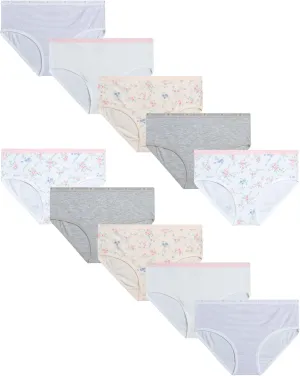 Laura Ashley Girls Underwear Briefs - 10 Pack Soft Comfort Stretch Breathable Cotton Underwear Panties for Girls (Sizes:4-12)