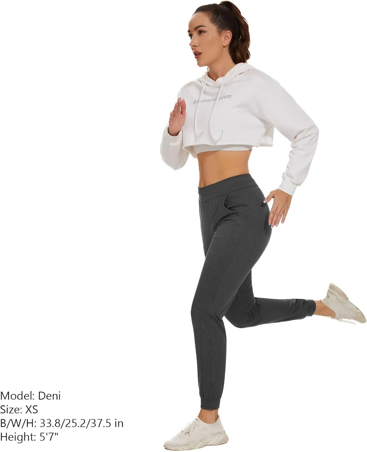 Lightbare Womens Fleece Lined Joggers Pants Thermal Stretchy Water Resistant Sweatpants with Pockets for Athletic Winter