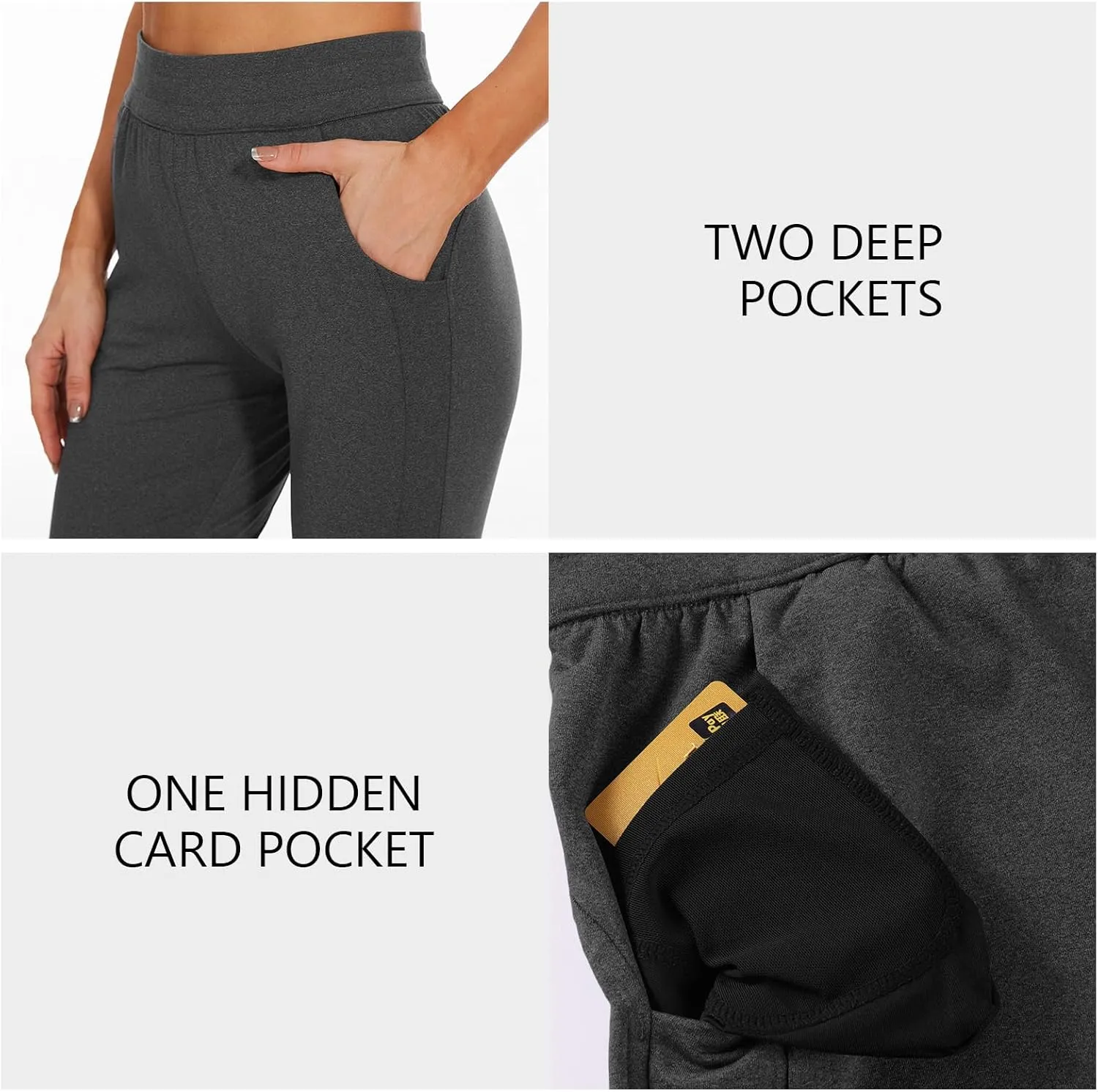 Lightbare Womens Fleece Lined Joggers Pants Thermal Stretchy Water Resistant Sweatpants with Pockets for Athletic Winter