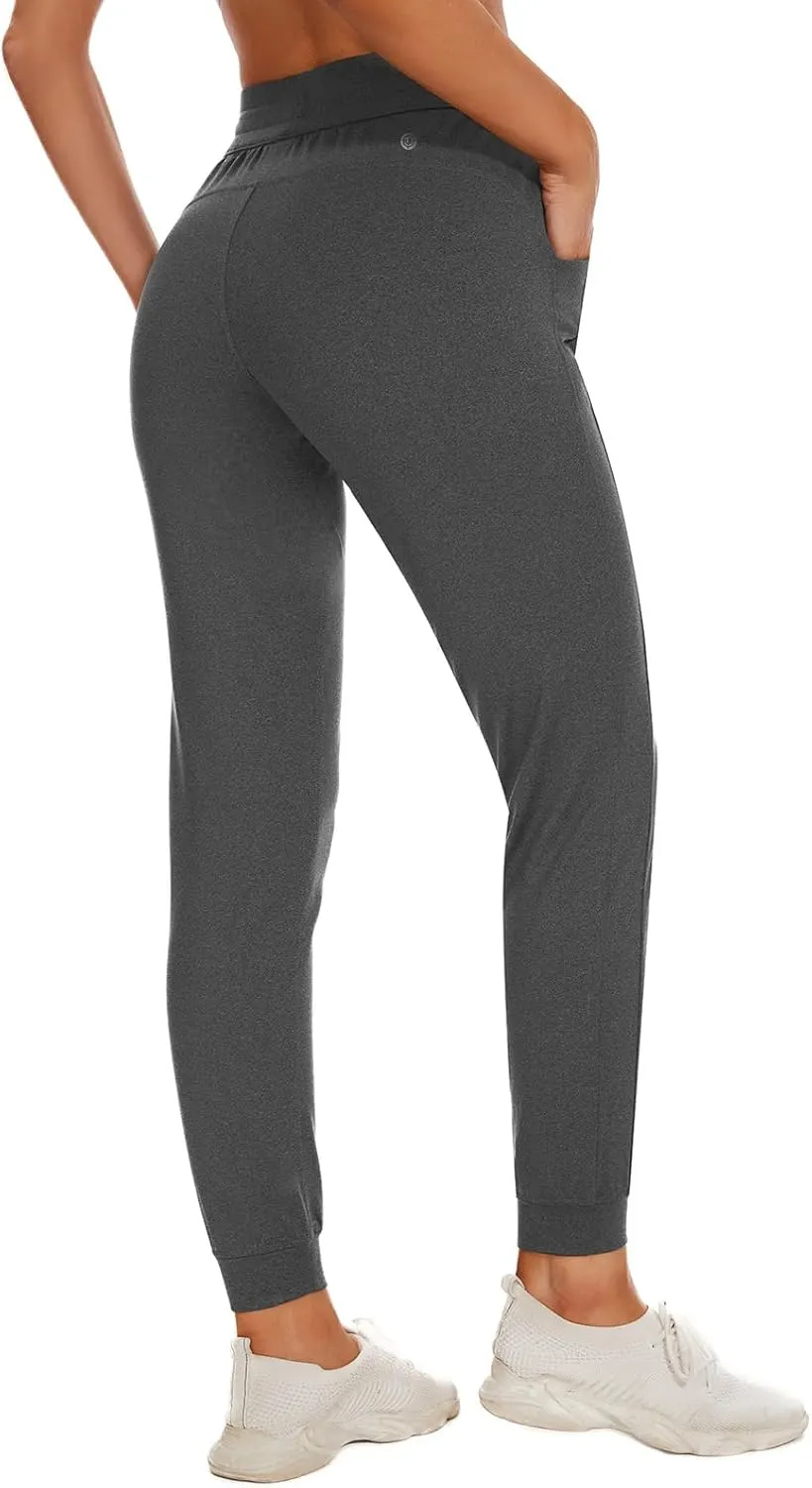 Lightbare Womens Fleece Lined Joggers Pants Thermal Stretchy Water Resistant Sweatpants with Pockets for Athletic Winter