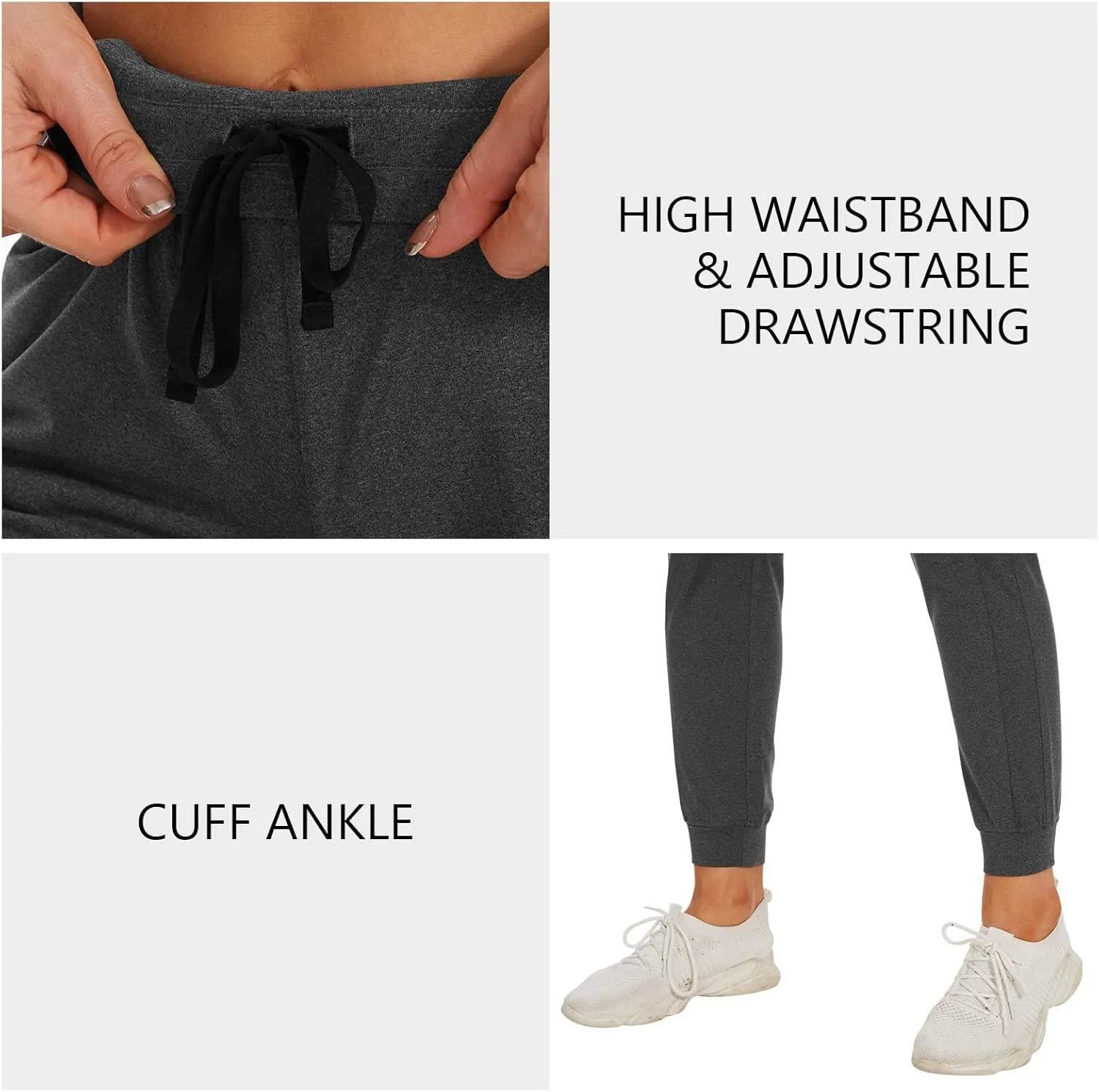 Lightbare Womens Fleece Lined Joggers Pants Thermal Stretchy Water Resistant Sweatpants with Pockets for Athletic Winter