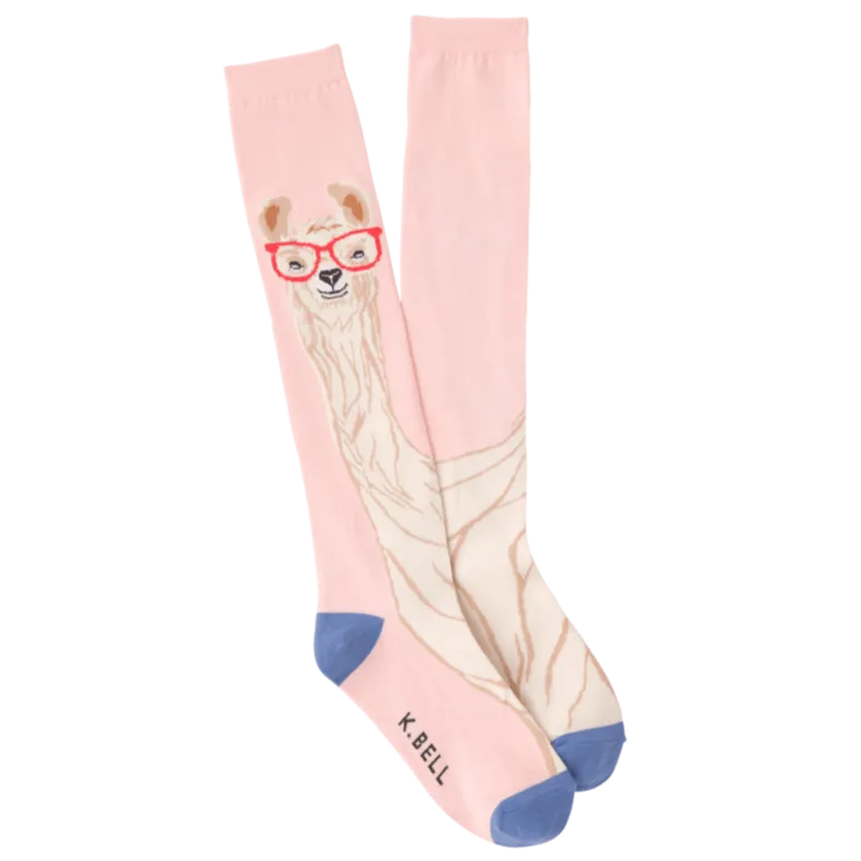 Llama With Glasses Women's Knee High Socks