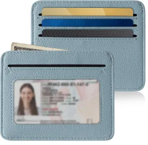 Mayski Minimalist Wallet Credit Card Holder for Women, RFID Credit Card Holder Card Cases, Slim Pocket Wallet with ID Window for Women Men, Blue
