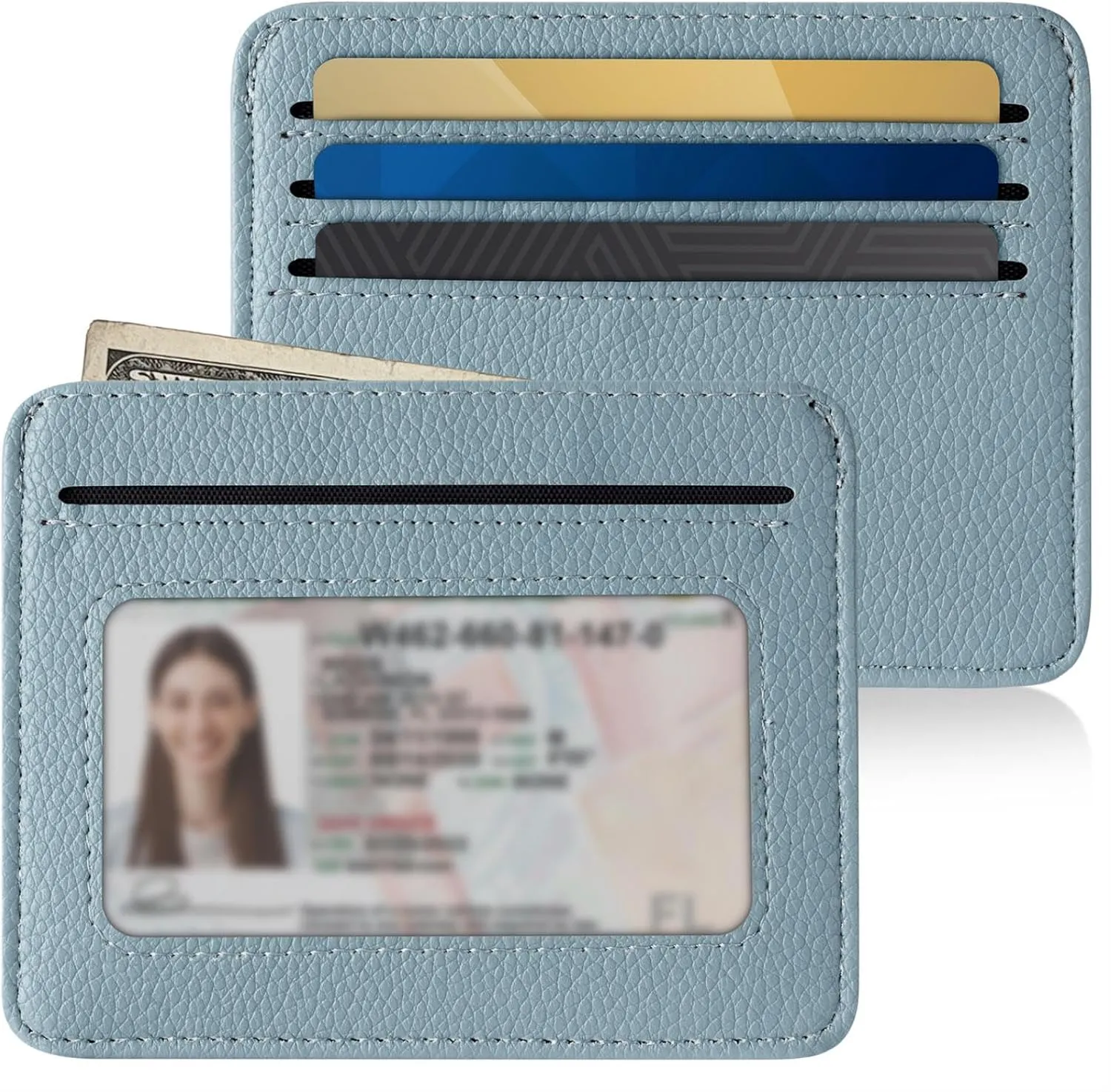 Mayski Minimalist Wallet Credit Card Holder for Women, RFID Credit Card Holder Card Cases, Slim Pocket Wallet with ID Window for Women Men, Blue