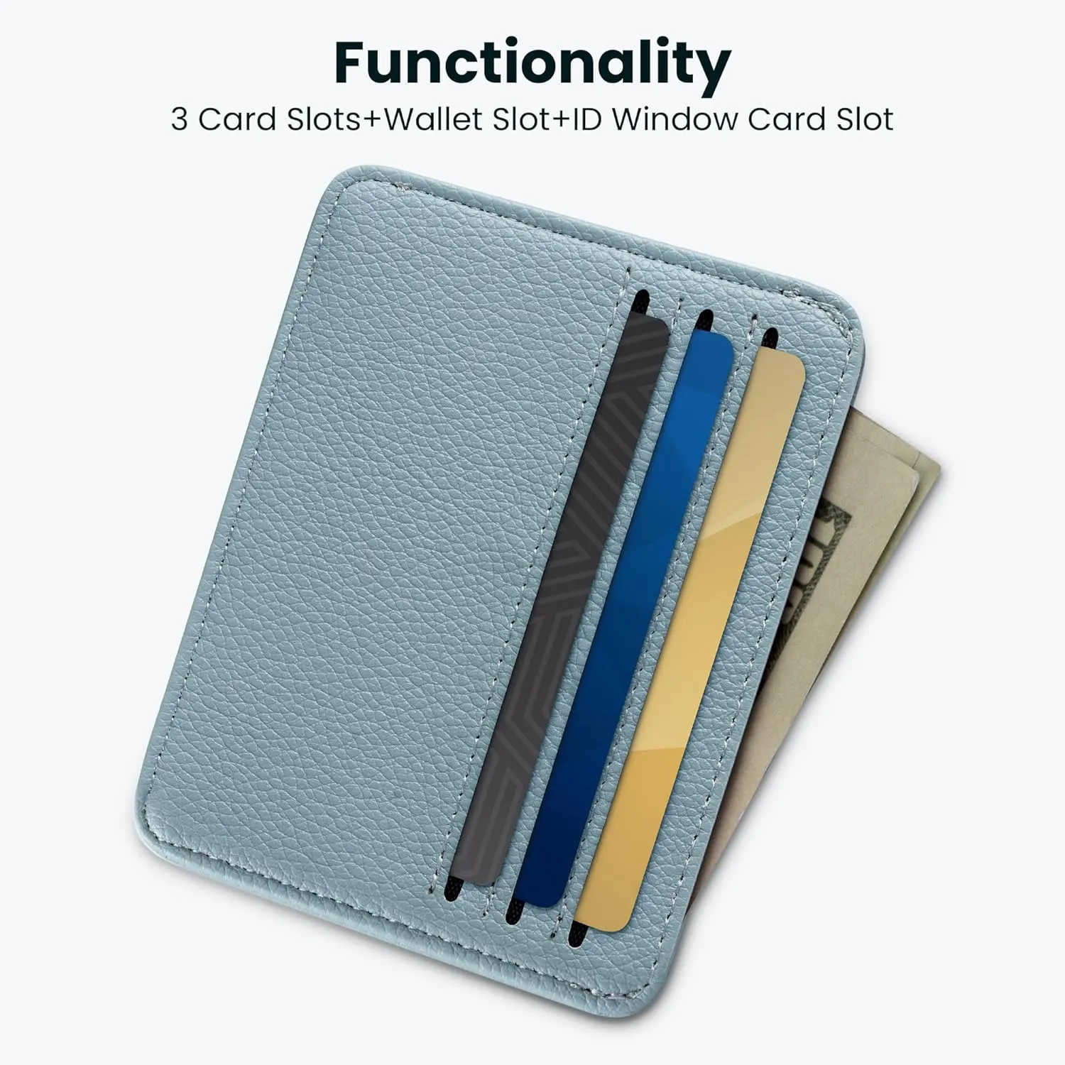 Mayski Minimalist Wallet Credit Card Holder for Women, RFID Credit Card Holder Card Cases, Slim Pocket Wallet with ID Window for Women Men, Blue
