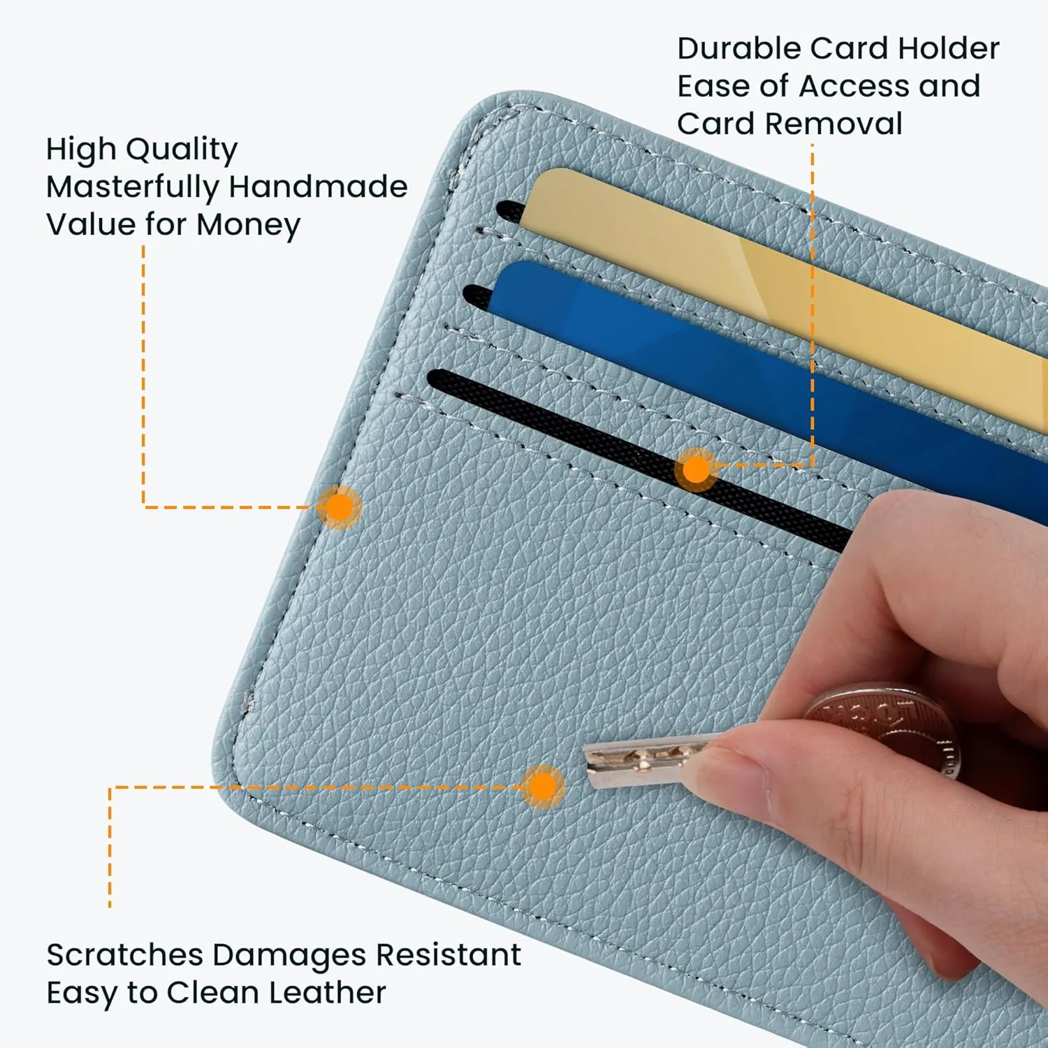Mayski Minimalist Wallet Credit Card Holder for Women, RFID Credit Card Holder Card Cases, Slim Pocket Wallet with ID Window for Women Men, Blue
