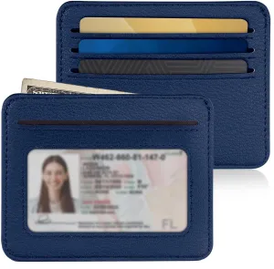 Mayski Minimalist Wallet Credit Card Holder for Women, RFID Credit Card Holder Card Cases, Slim Pocket Wallet with ID Window for Women Men, Navy Blue