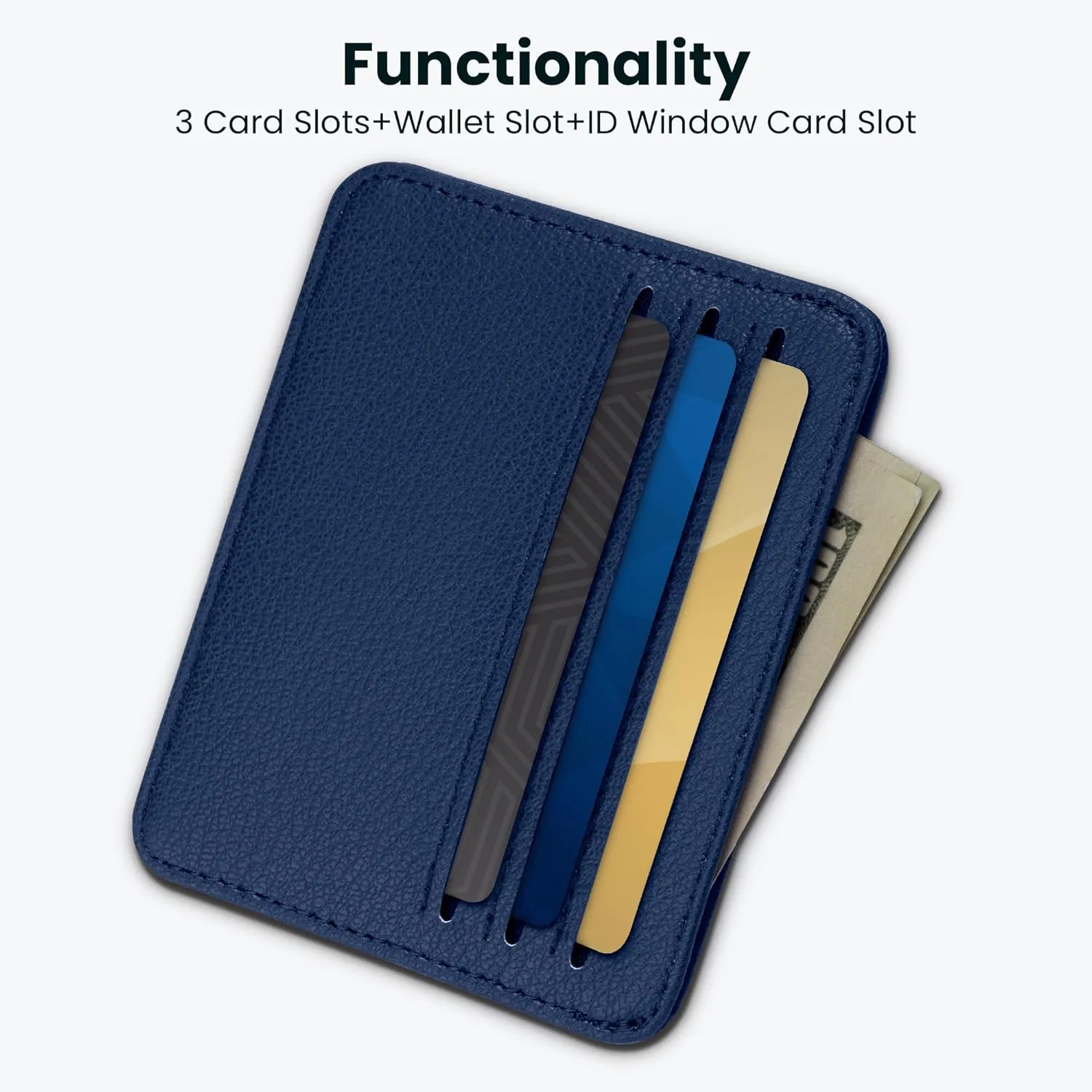 Mayski Minimalist Wallet Credit Card Holder for Women, RFID Credit Card Holder Card Cases, Slim Pocket Wallet with ID Window for Women Men, Navy Blue