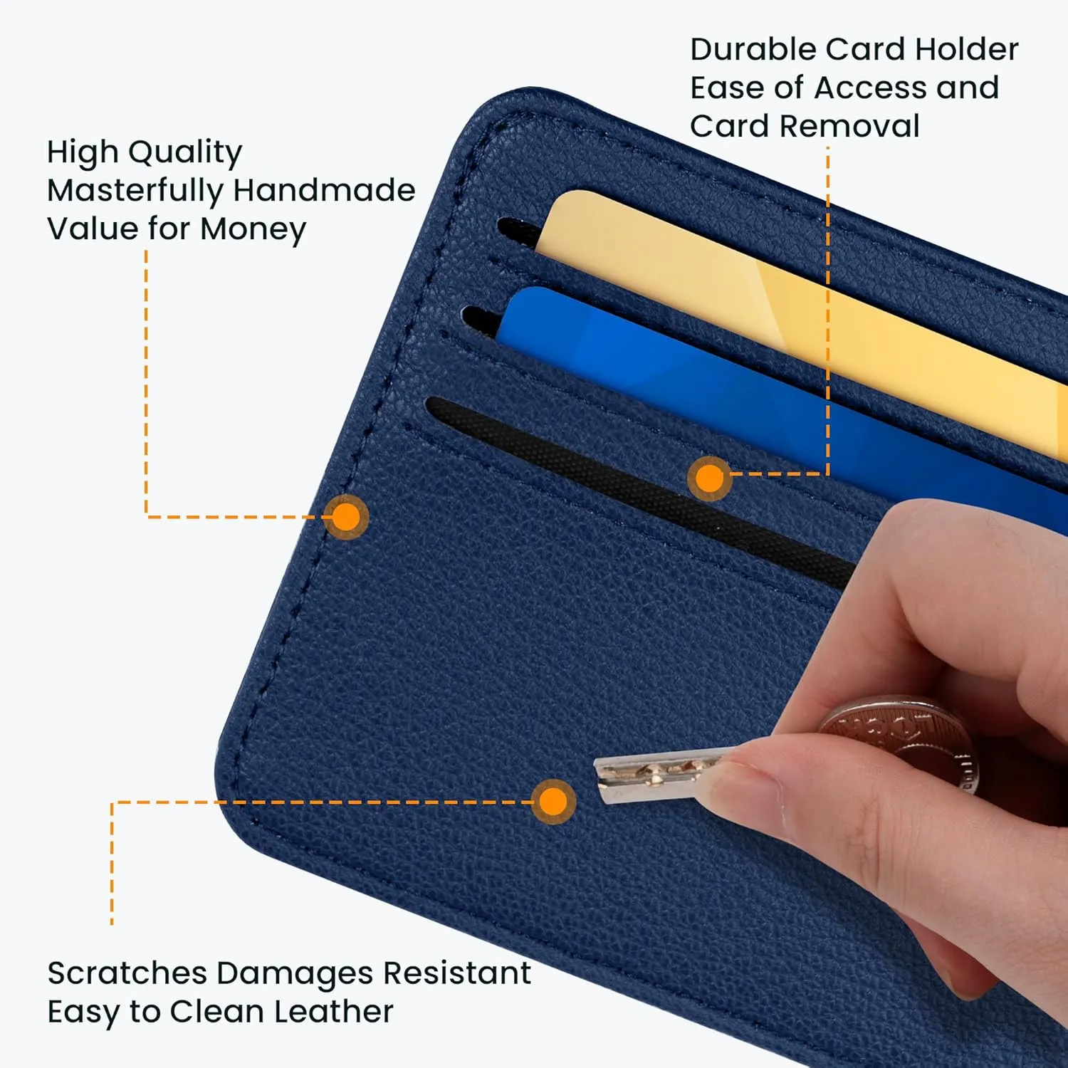 Mayski Minimalist Wallet Credit Card Holder for Women, RFID Credit Card Holder Card Cases, Slim Pocket Wallet with ID Window for Women Men, Navy Blue