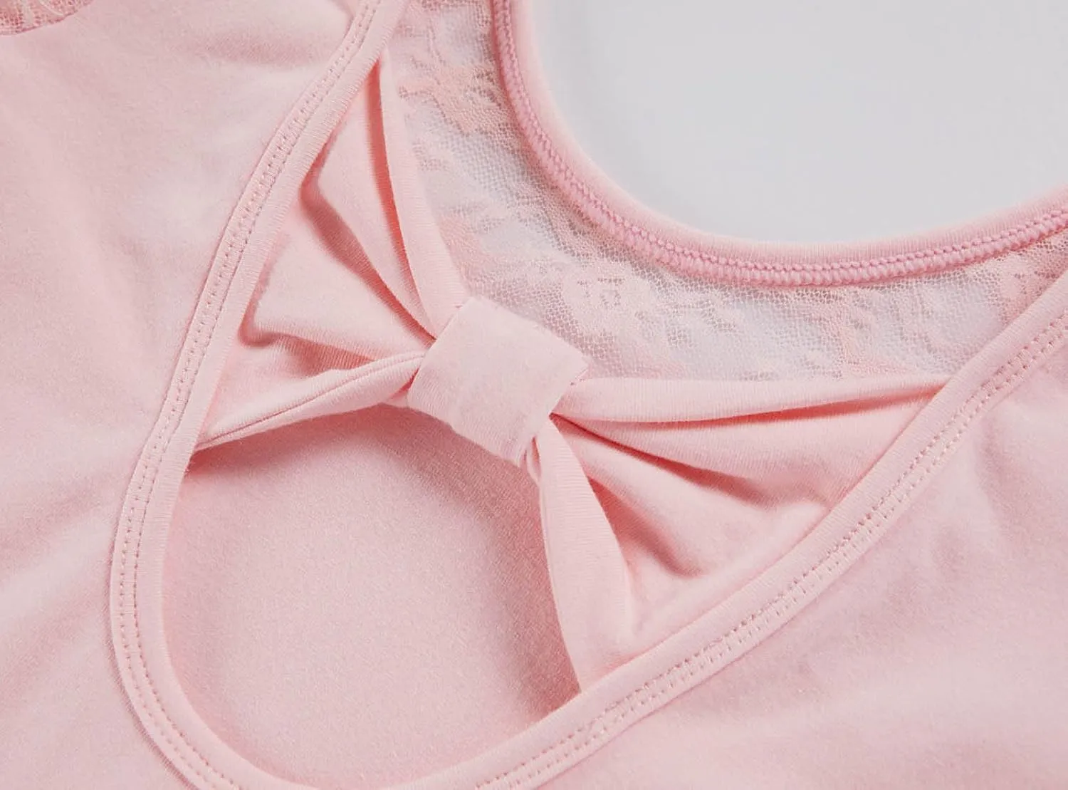 MdnMd Girls Ballet Dance Neck Lace Leotard for Toddler Gymnastic with Bow Back Cap Sleeve