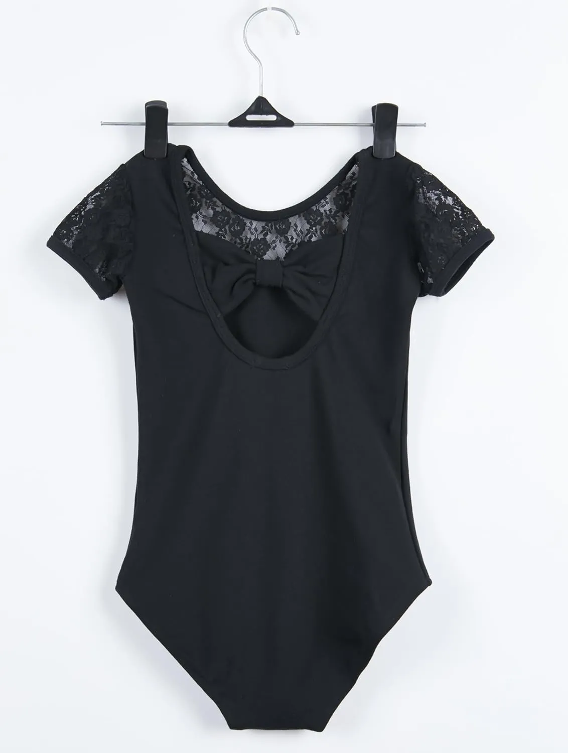 MdnMd Girls Ballet Dance Neck Lace Leotard for Toddler Gymnastic with Bow Back Cap Sleeve