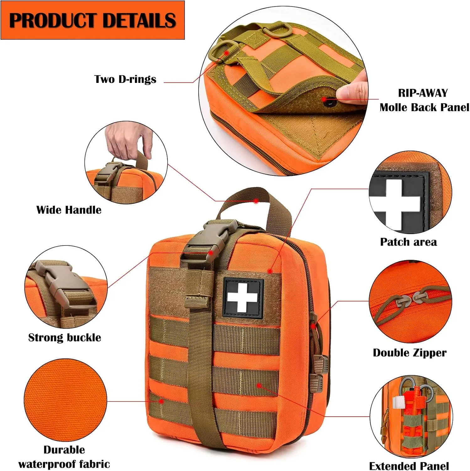 Molle First Aid Pouch Empty Medical Bag IFAK Tactical Rip-Away Pouches Small Bug Out Bags Trauma Medic Bag