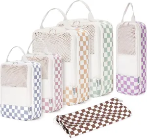 Narwey 6 Set Compression Packing Cubes Travel for Carry on Women, Packing Organizers Bag for Backpack Luggage Suitcase Duffle Bags