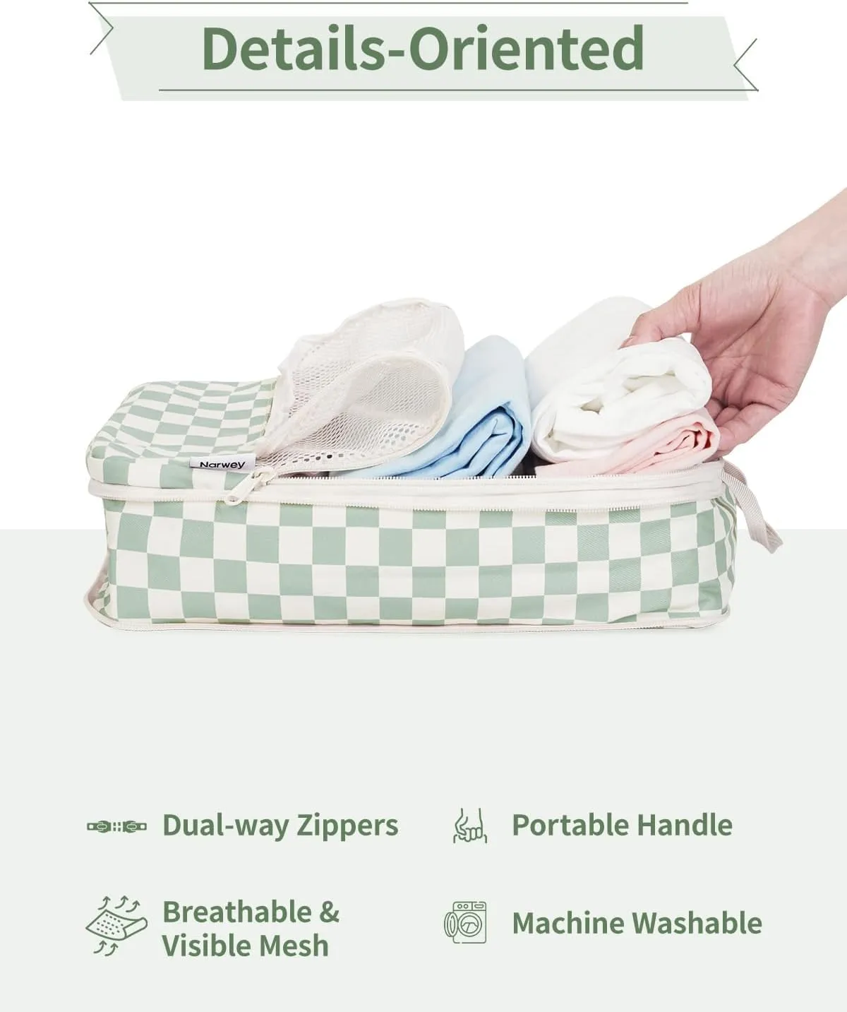 Narwey 6 Set Compression Packing Cubes Travel for Carry on Women, Packing Organizers Bag for Backpack Luggage Suitcase Duffle Bags