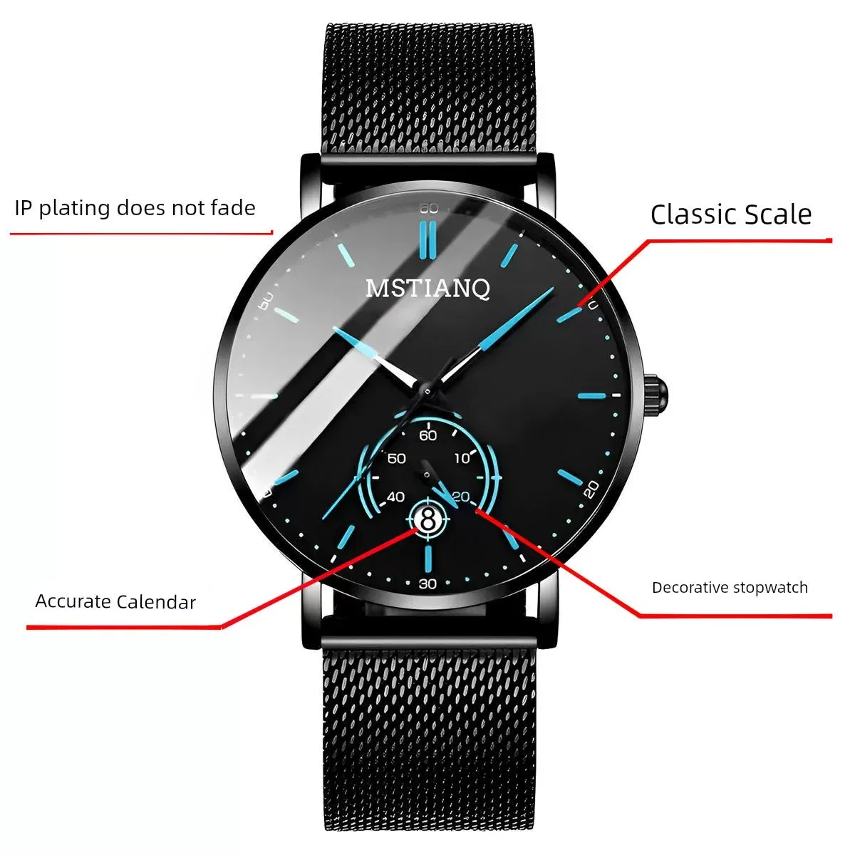 Official Authentic Products Watch Men's Calendar Waterproof Men's Automatic Movement Korean Fashion High-End Famous Brand Watch