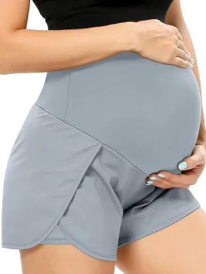 POSHGLAM Womens Maternity Shorts Over Belly Workout Running Casual Summer Pregnancy Shorts