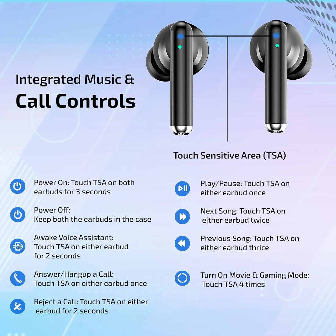 pTron Bassbuds Pixel True Wireless Bluetooth 5.1 Headphones,Deep Bass, Passive Noise Cancellation & Dual HD Mic (Black)