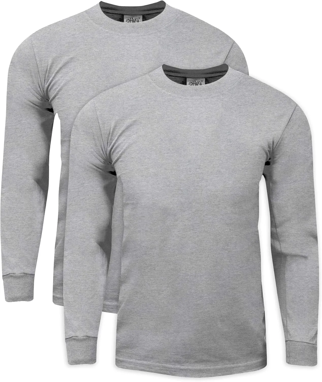 Shaka Wear Men's Cotton T-Shirt  Max Heavyweight 7 Ounce Long Sleeve Crew Neck Plain Tee Top Tshirts Regular Big Tall Size