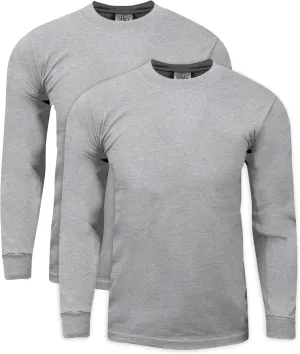 Shaka Wear Men's Cotton T-Shirt  Max Heavyweight 7 Ounce Long Sleeve Crew Neck Plain Tee Top Tshirts Regular Big Tall Size