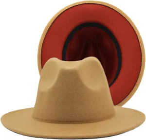 Simple Blue Patchwork Fedora Hat Jazz Hat Trilby Hat Party Formal Panama Cap Dress Hats