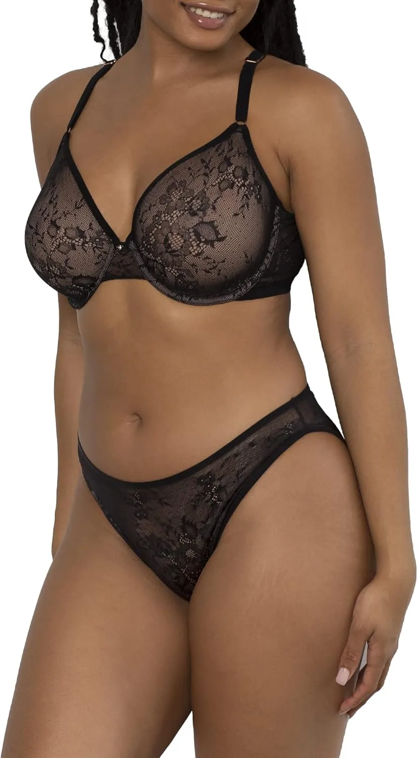 Smart & Sexy Sheer Mesh Demi Underwire Bra  Available in Single or 2-Pack, Flirty & Supportive