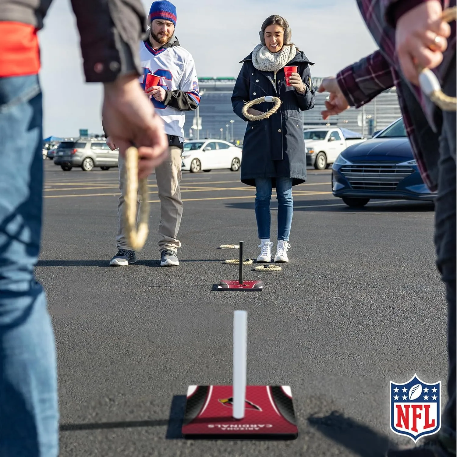 Solid Wood NFL Quoits Set with Direct Print HD Team Graphics  Tailgate Ring Toss Game  Great Gift for Any Football Fan! Ring Toss Family Outdoor Games for The Beach