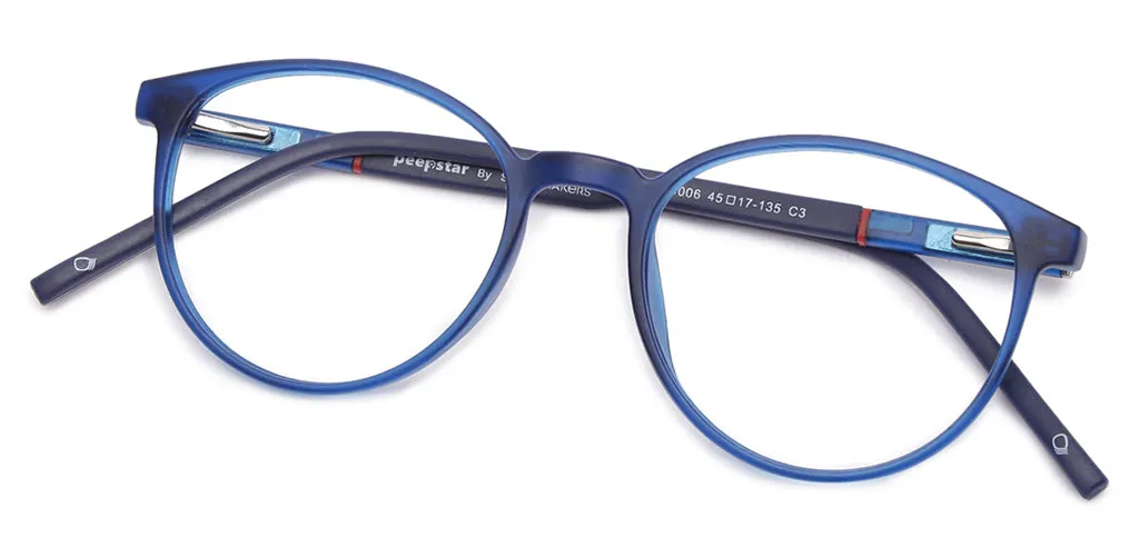 Specsmakers Blue Zero Kids Computer Glasses Full Frame Round Small 45 TR 90 AMP9006