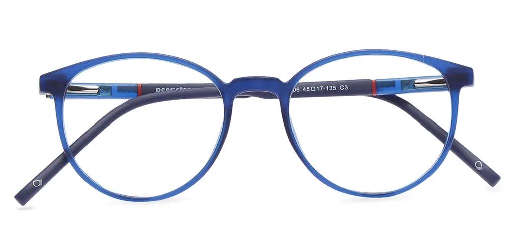 Specsmakers Blue Zero Kids Computer Glasses Full Frame Round Small 45 TR 90 AMP9006