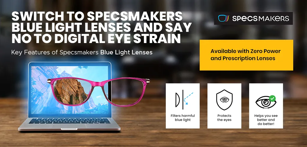 Specsmakers Blue Zero Kids Computer Glasses Full Frame Round Small 45 TR 90 AMP9006